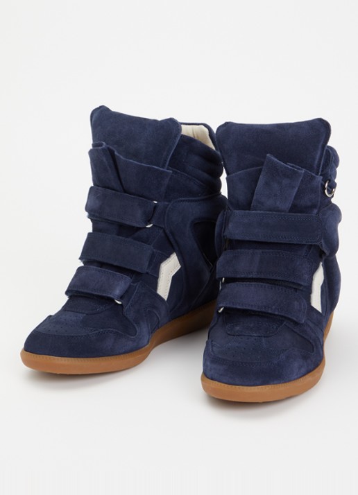 Isabel Marant Bekett sneakerwedge van suède - detail 3 donkerblauw
