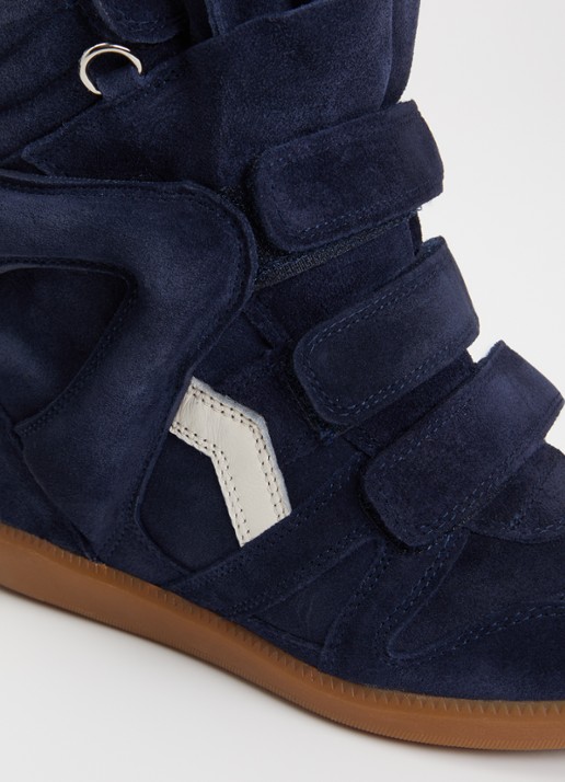 Isabel Marant Bekett sneakerwedge van suède - detail 5 donkerblauw