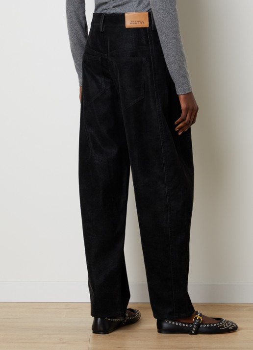 Isabel Marant Belky high waist straight leg jeans met steekzakken - achterkant zwart