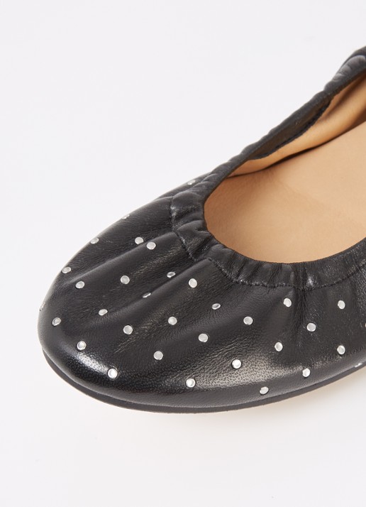 Isabel Marant Belna ballerina van leer met stippenprint - detail 7 zwart