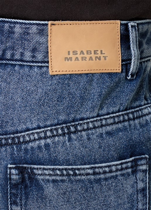Isabel Marant Belvira high waist bootcut jeans  met medium wassing - detail 3 indigo