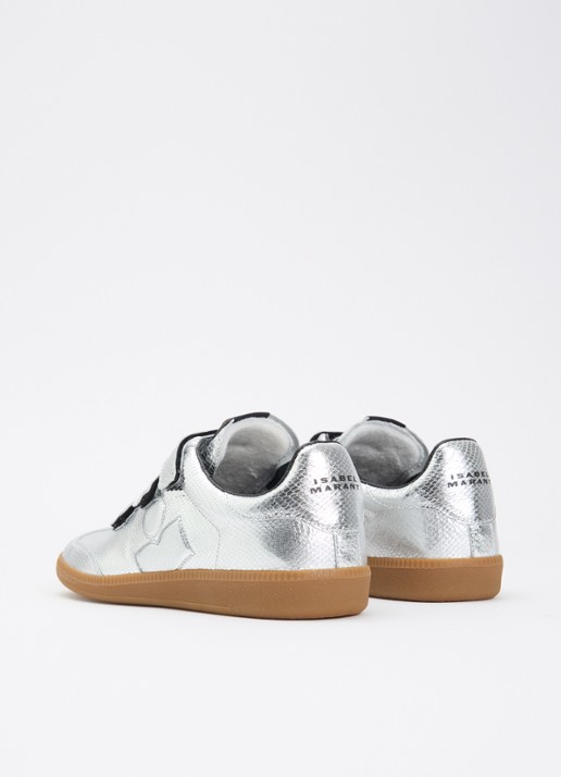 Isabel Marant Beth sneaker van kalfsleer met metallic finish - achterkant zilver