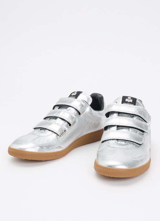 Isabel Marant Beth sneaker van kalfsleer met metallic finish - detail 2 zilver