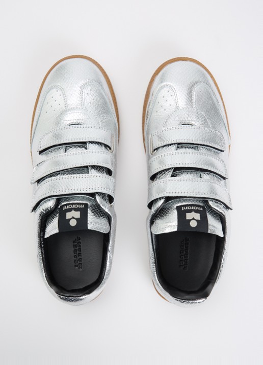 Isabel Marant Beth sneaker van kalfsleer met metallic finish - detail 3 zilver