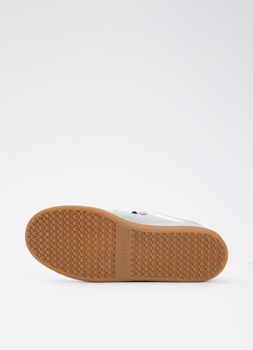 Isabel Marant Beth sneaker van kalfsleer met metallic finish - detail 4 zilver