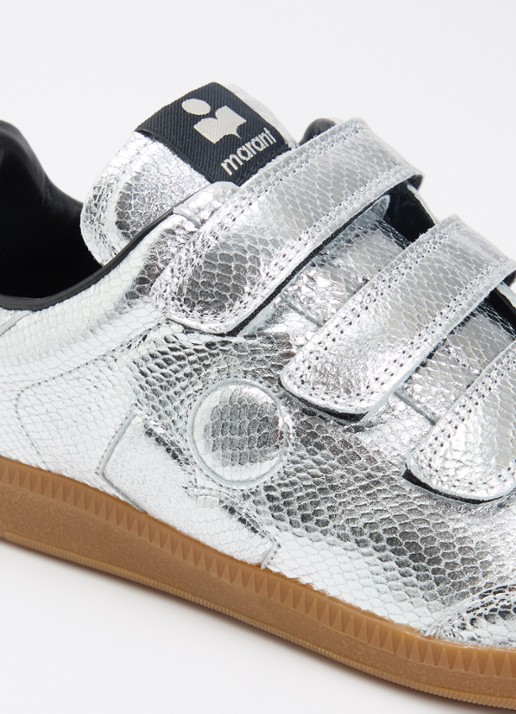 Isabel Marant Beth sneaker van kalfsleer met metallic finish - detail 5 zilver