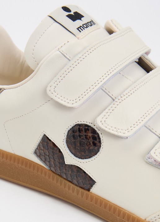 Isabel Marant Beth sneaker van kalfsleer met suède details - detail 6 gebroken wit