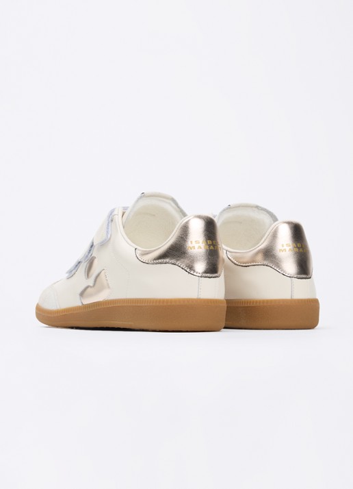 Isabel Marant Beth sneaker van leer met details van suède  - achterkant 5 beige