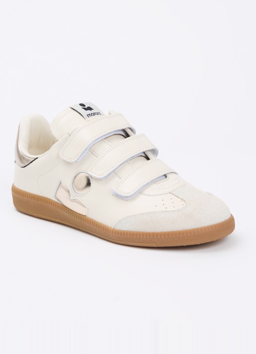 Isabel Marant Beth sneaker van leer met details van suède  - voorkant 6 beige