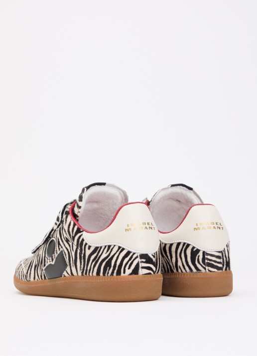 Isabel Marant Beth sneaker van leer met ponyhair - achterkant zwart