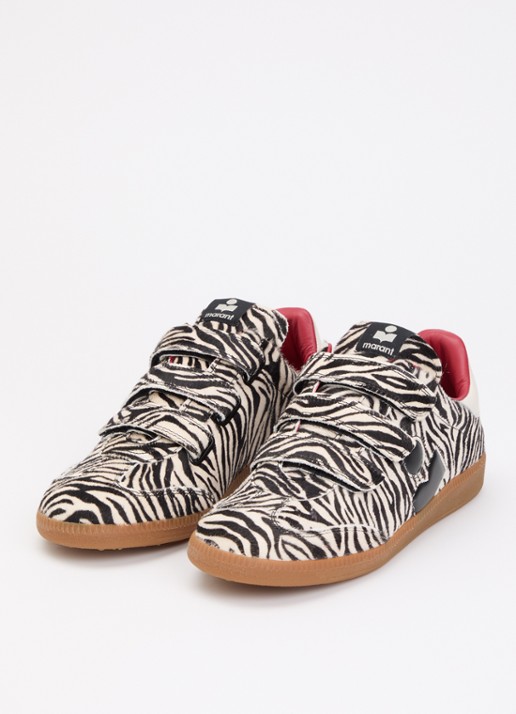 Isabel Marant Beth sneaker van leer met ponyhair - detail 3 zwart