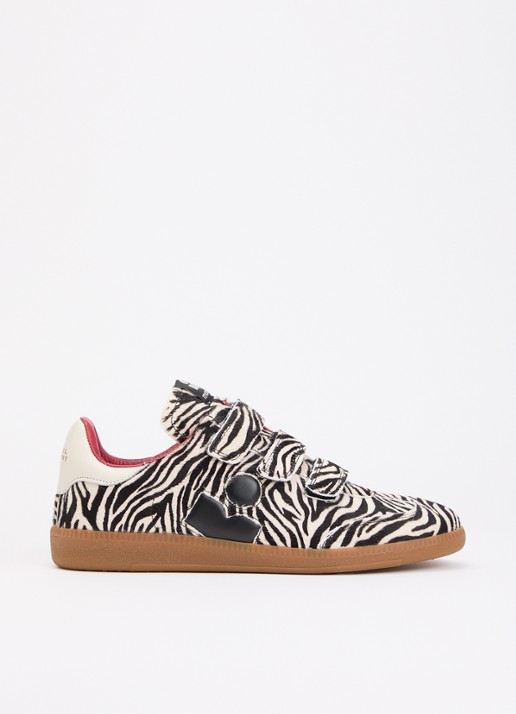 Isabel Marant Beth sneaker van leer met ponyhair - voorkant 2 zwart