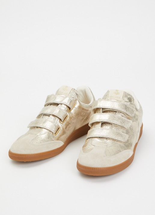 Isabel Marant Beth sneaker van schapenleer met metallic finish - detail 2 goud