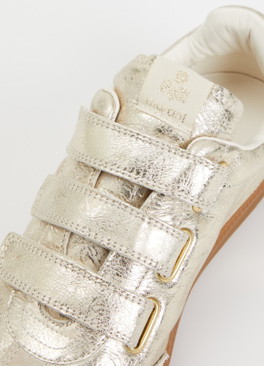 Isabel Marant Beth sneaker van schapenleer met metallic finish - detail 5 goud