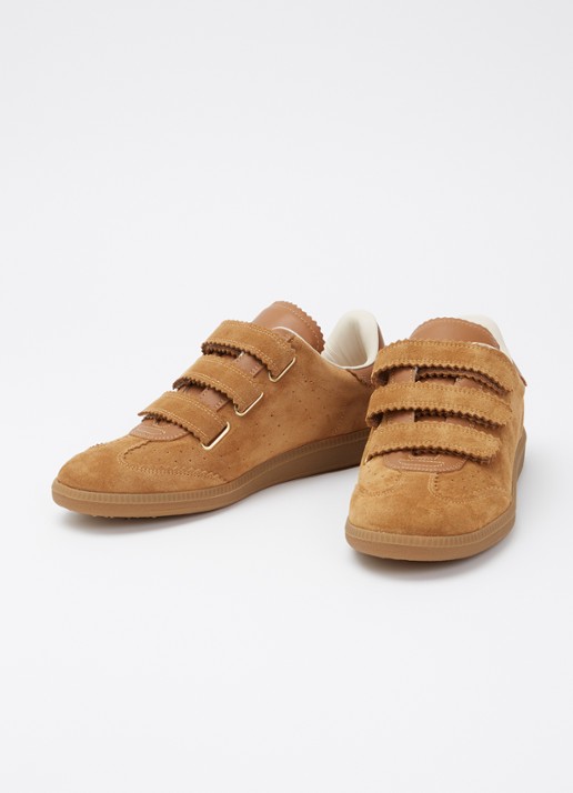 Isabel Marant Beth sneaker van suède met leren details - detail 3 cognac