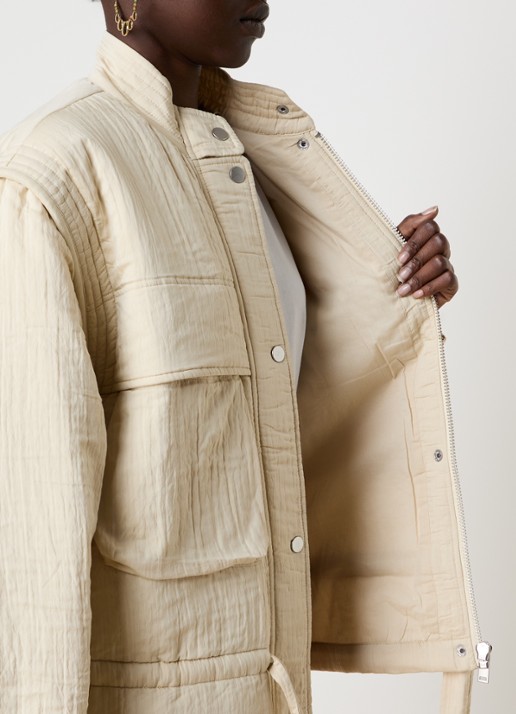 Isabel Marant Blandina gewatteerd jack met trekkoord en steekzakken - detail 4 creme