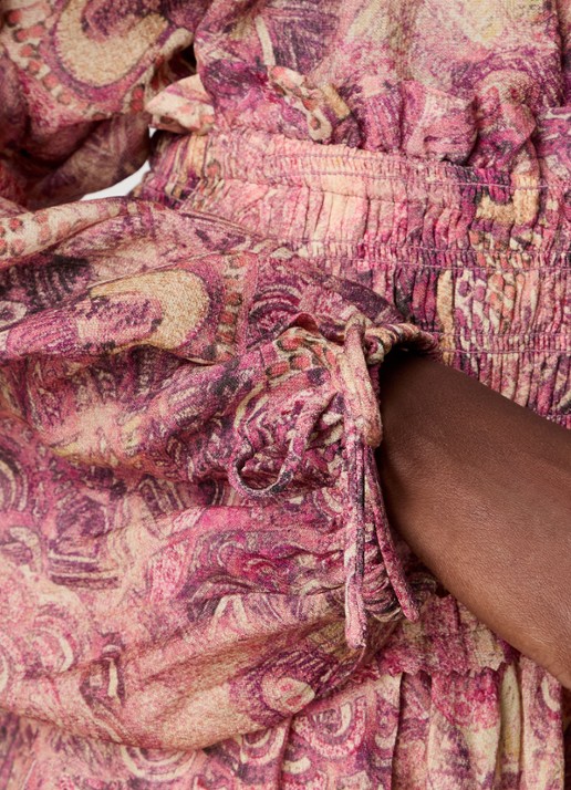 Isabel Marant Blouse van zijde met print - detail 2 donkerroze