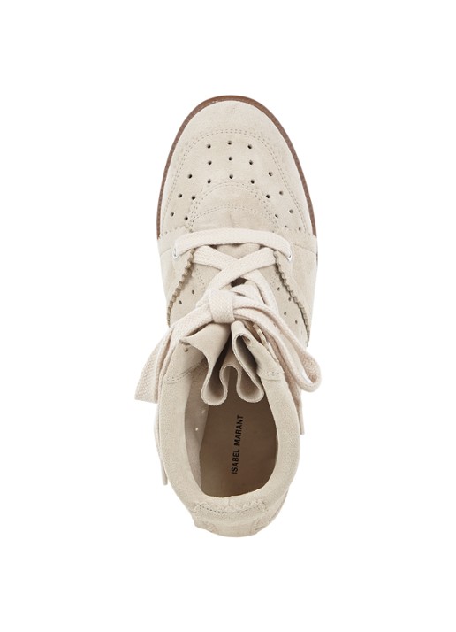Isabel Marant Bobby sneakerwedge van kalfssuède - detail 5 gebroken wit