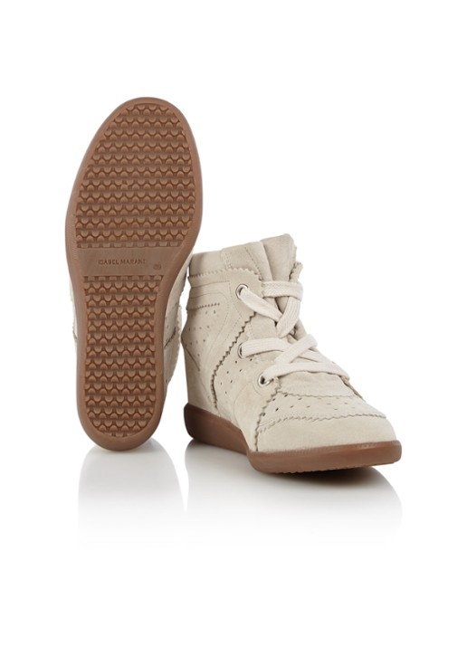 Isabel Marant Bobby sneakerwedge van kalfssuède - detail 7 gebroken wit