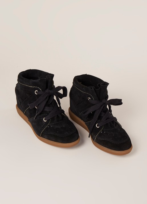 Isabel Marant Bobby sneakerwedge van kalfssuède  - detail 2 zwart