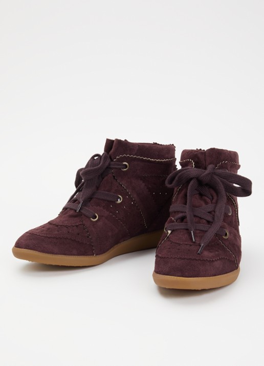 Isabel Marant Bobby sneakerwedge van kalfssuède  - detail 4 aubergine