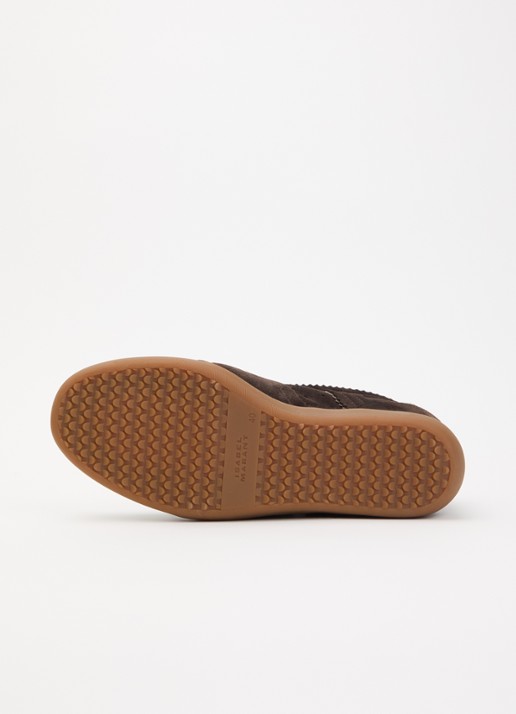 Isabel Marant Bobby sneakerwedge van kalfssuéde  - detail 4 chocoladebruin