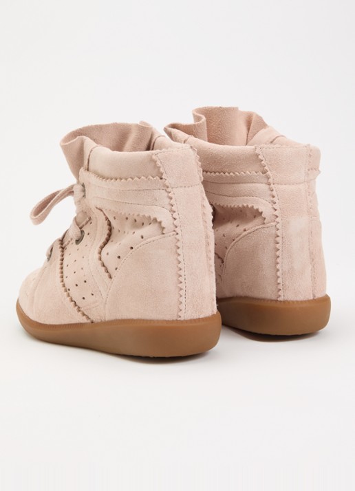 Isabel Marant Bobby sneakerwedge van suède - achterkant 6 lichtroze