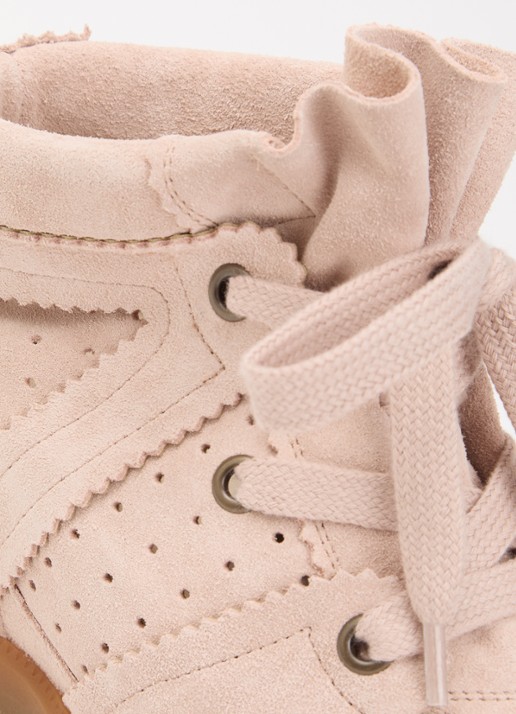 Isabel Marant Bobby sneakerwedge van suède - detail 3 lichtroze