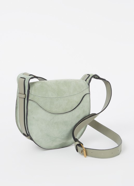 Isabel Marant Botsy crossbodytas van kalfssuède met leren details - achterkant groen