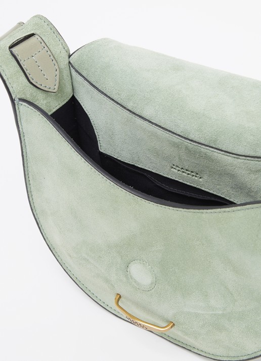 Isabel Marant Botsy crossbodytas van kalfssuède met leren details - detail 4 groen