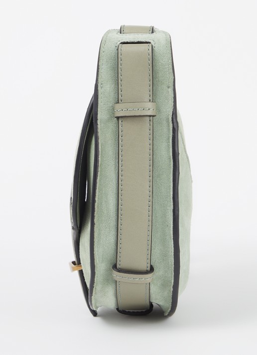 Isabel Marant Botsy crossbodytas van kalfssuède met leren details - detail 5 groen