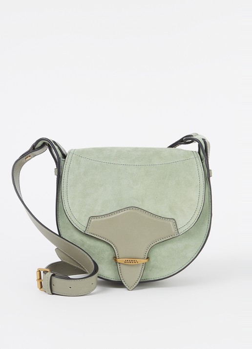 Isabel Marant Botsy crossbodytas van kalfssuède met leren details - voorkant 2 groen