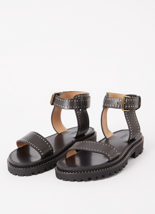 Isabel Marant Breena sandaal van leer met studs - detail 3 zwart