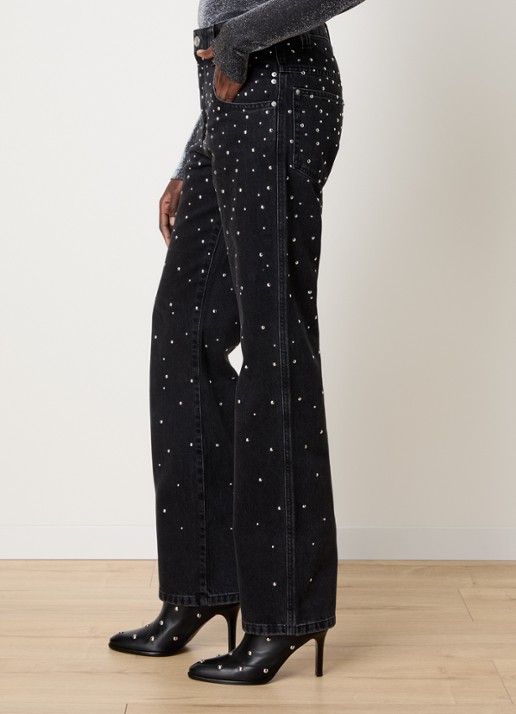 Isabel Marant Brinsa high waist tapered jeans met studs - detail 2 zwart