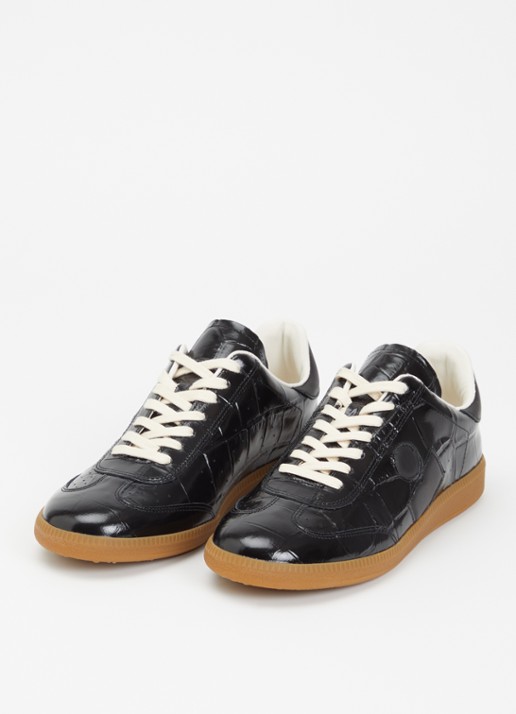 Isabel Marant Bryce sneaker van lakleer met crocostructuur - detail 4 zwart