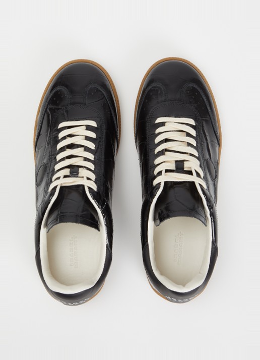 Isabel Marant Bryce sneaker van lakleer met crocostructuur - detail 5 zwart