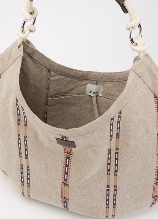 Isabel Marant Byron schoudertas met borduring - detail zand