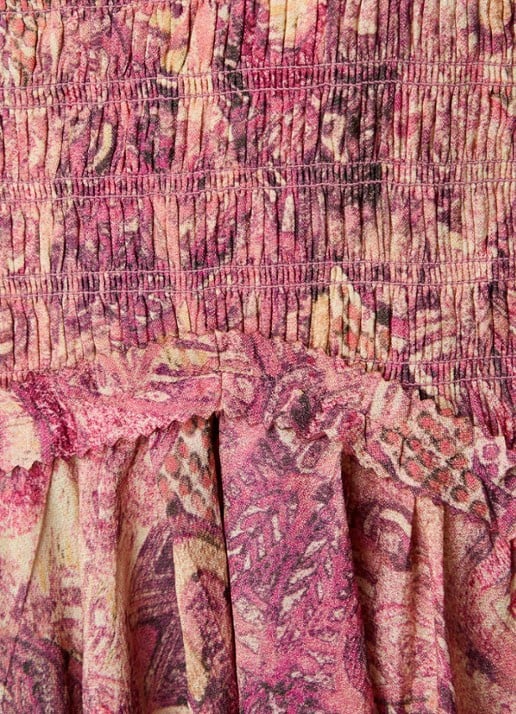 Isabel Marant Ceiva minirok van zijde met print - detail 3 donkerroze