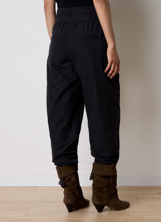 Isabel Marant Celia high waist loose fit broek met ceintuur - achterkant 5 zwart