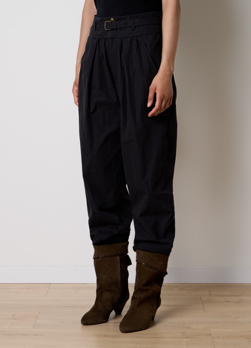 Isabel Marant Celia high waist loose fit broek met ceintuur - detail 3 zwart