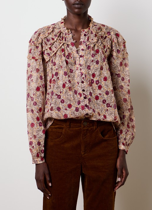 Isabel Marant Christa blouse met print en volant