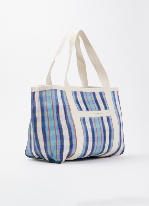 Isabel Marant Darwen shopper met ruitdessin  - achterkant blauwgrijs