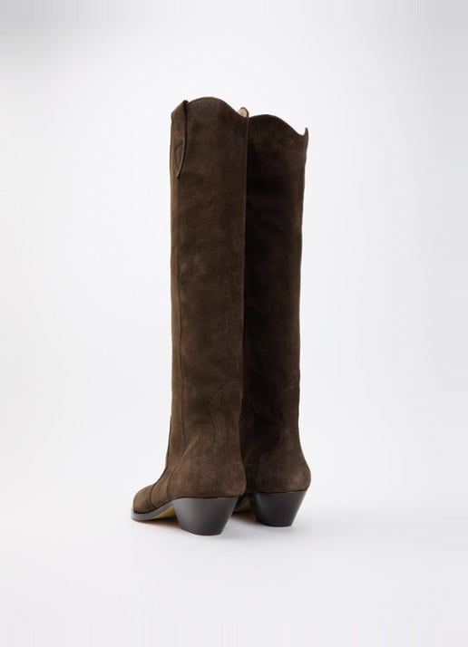 Isabel Marant Denvee cowboylaars van kalfssuède - achterkant chocoladebruin