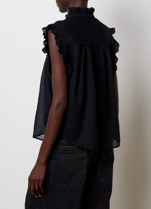 Isabel Marant Dersia mouwloze blouse met volant - achterkant 5 zwart
