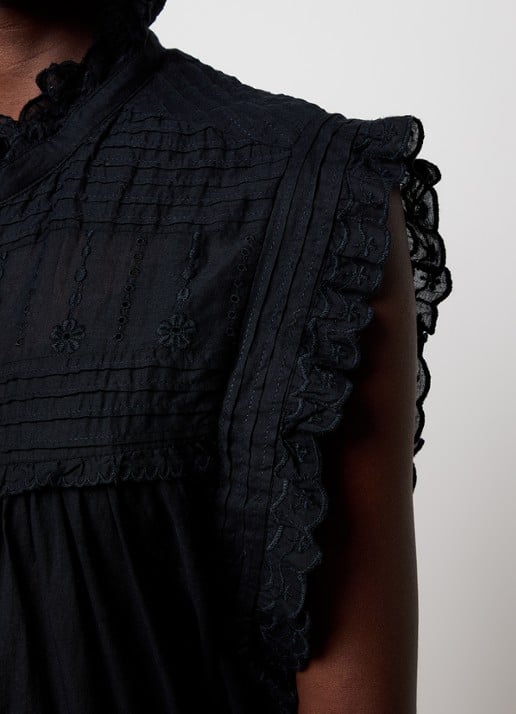 Isabel Marant Dersia mouwloze blouse met volant - detail 2 zwart