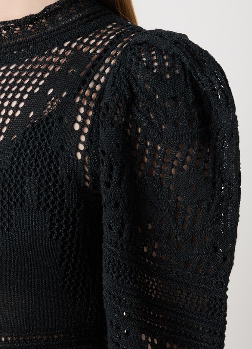 Isabel Marant Dione grofgebreide jurk met opengewerkt dessin - detail 5 zwart