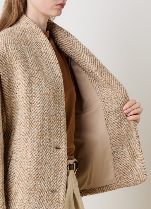 Isabel Marant Drogo jack in wolblend met steekzakken en gemêleerd dessin - detail 4 beige