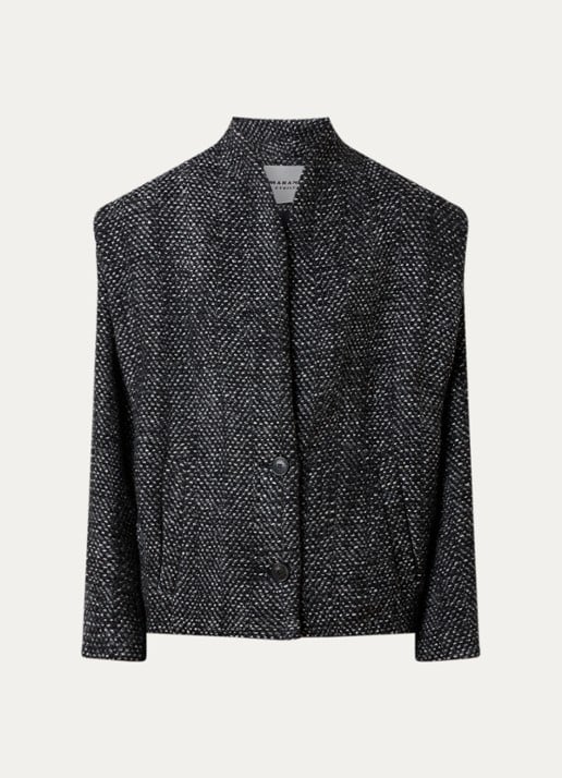 Isabel Marant Drogo jack in wolblend met steekzakken en gemêleerd dessin