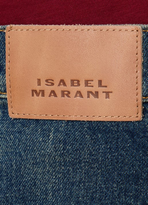 Isabel Marant Dromie high waist straight leg jeans met donkere wassing - detail 3 indigo