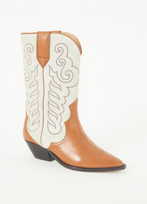 Isabel Marant Duerto cowboylaars van kalfsleer en suède - voorkant cognac